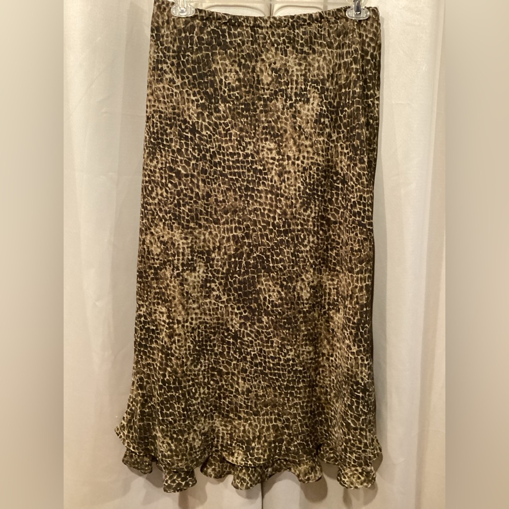Brown Bubble Ruffled A-Line Skirt for Casual Wear